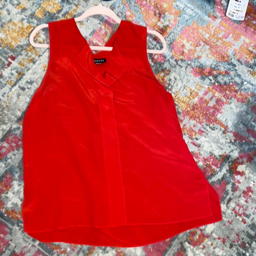 Trouve Bright Red 100% Silk Sleeveless Top Size L